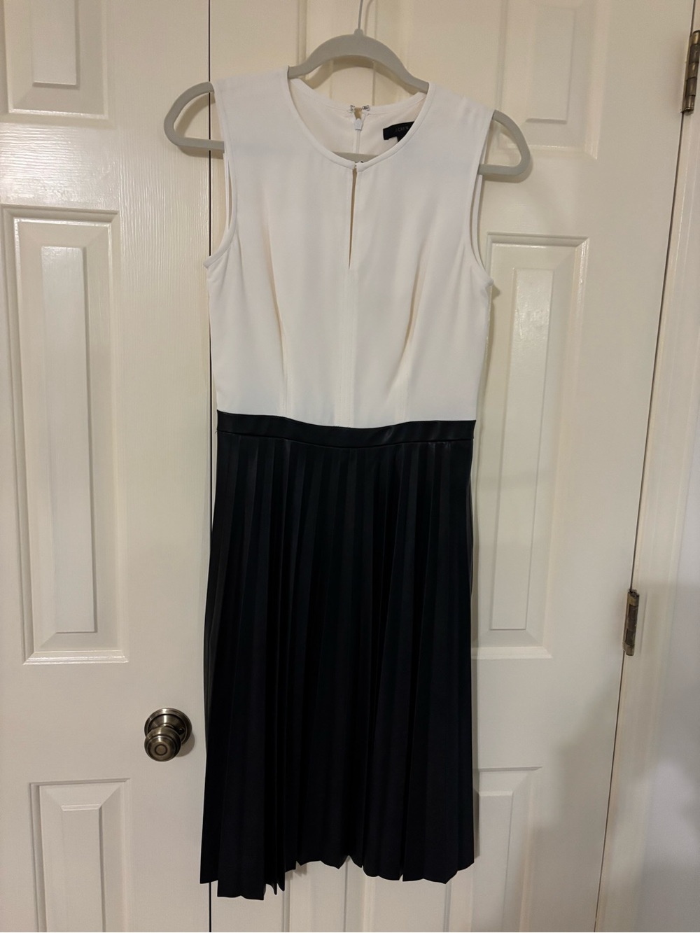 J. Crew Sleeveless Two-Tone Pleated Midi Dress - White & Black